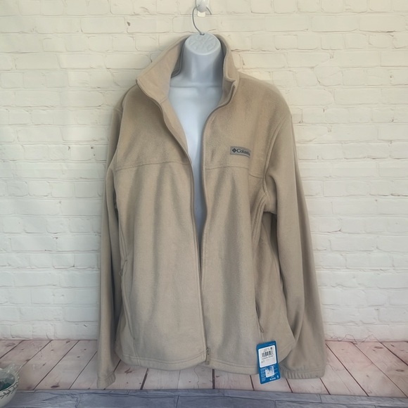 NWT COLUMBIA men’s tan full zip fleece jacket size large regular fit - Picture 1 of 11